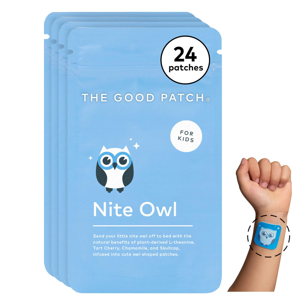 The Good Patch Nite Owl Patch packaging with six owl designs