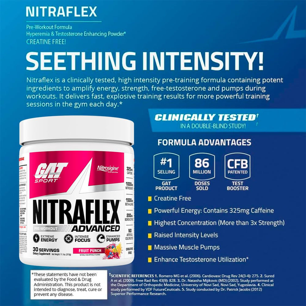 Front of Nitraflex Fruit Punch container with branding