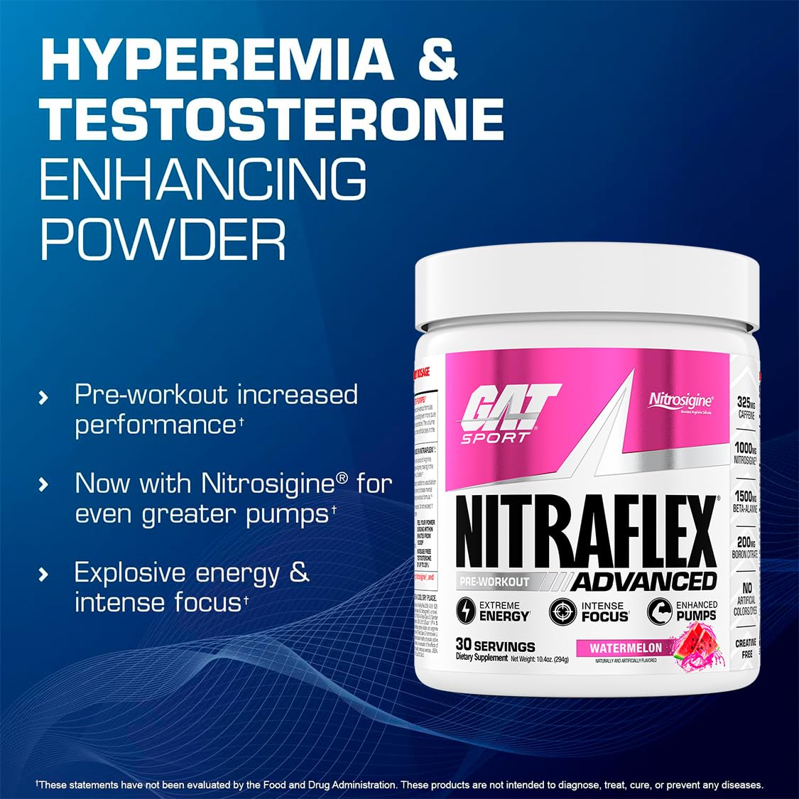 Nitraflex ingredients panel featuring Nitrosigine and arginine