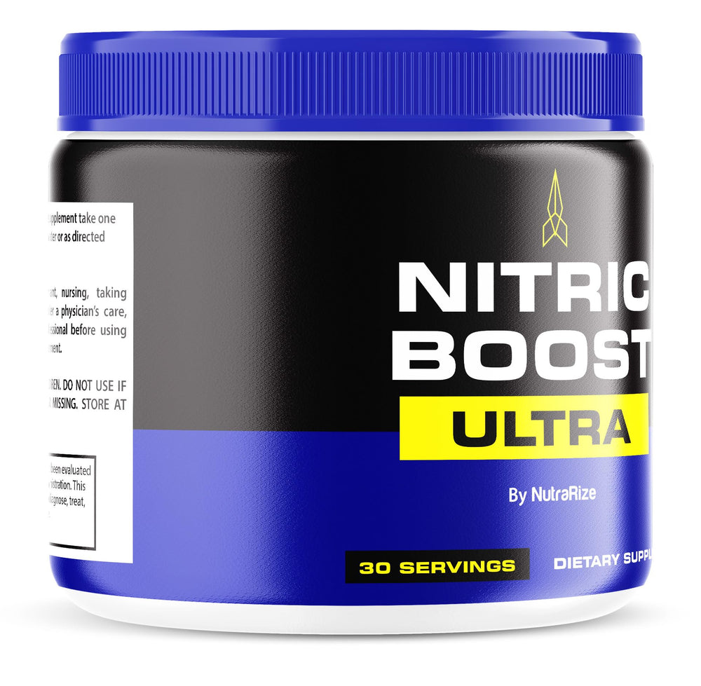 Serving directions for Nitric Boost Ultra on a glass of water
