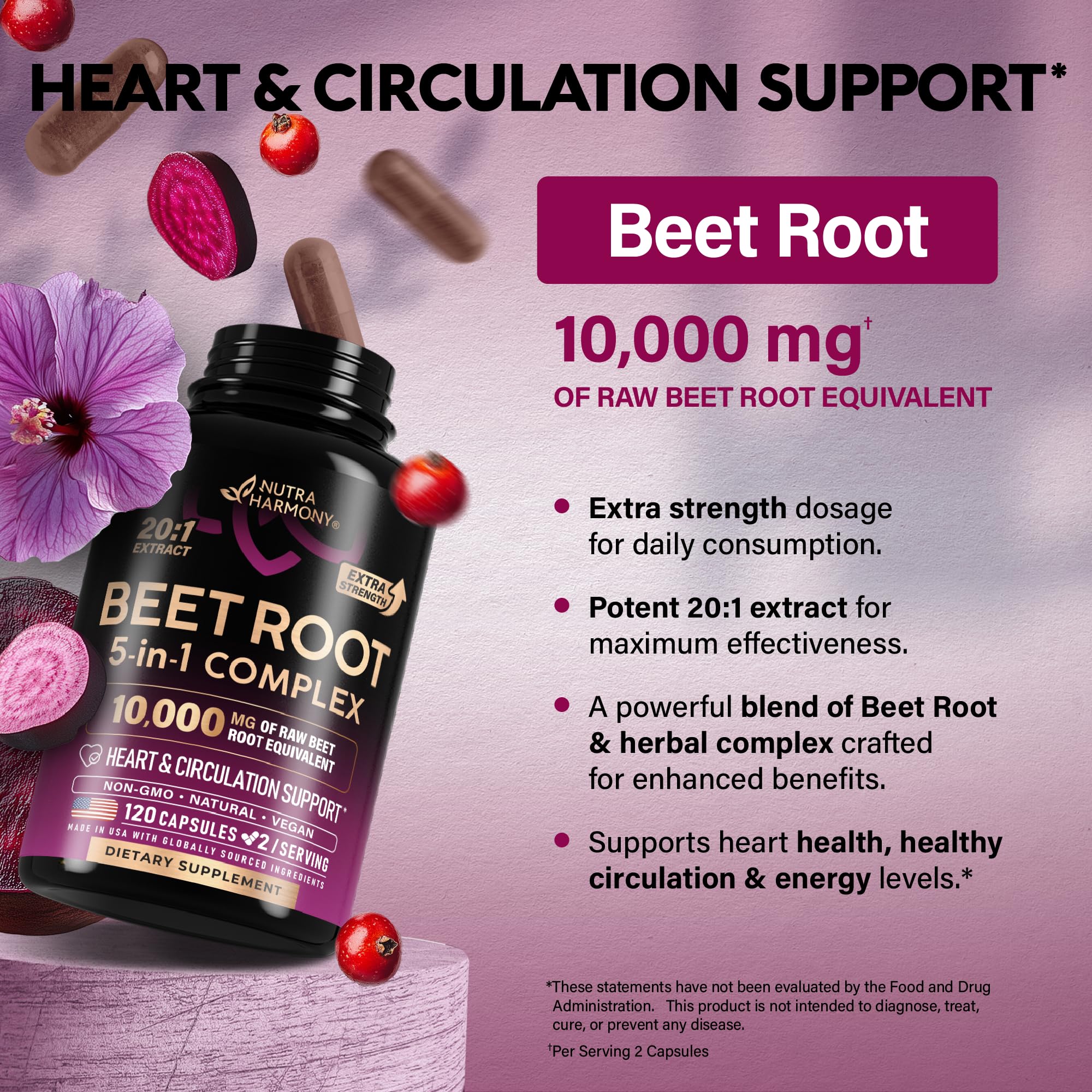 Nitric oxide energy boost beetroot capsule