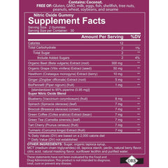 Gummy formulation with Grape Seed Extract ingredient panel