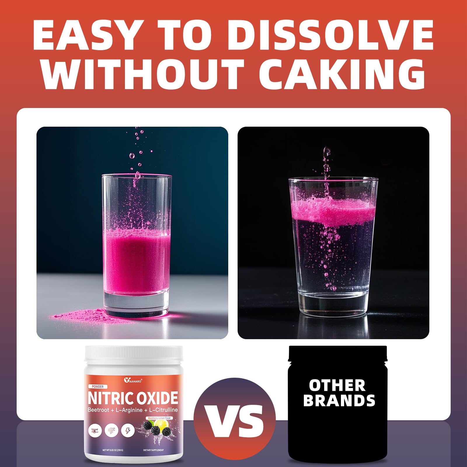 Blackberry Lemon flavored powder being mixed with water