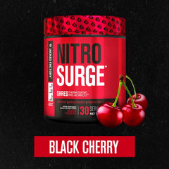 Label on Nitrosurge Shred can highlighting nitric oxide and energy benefits