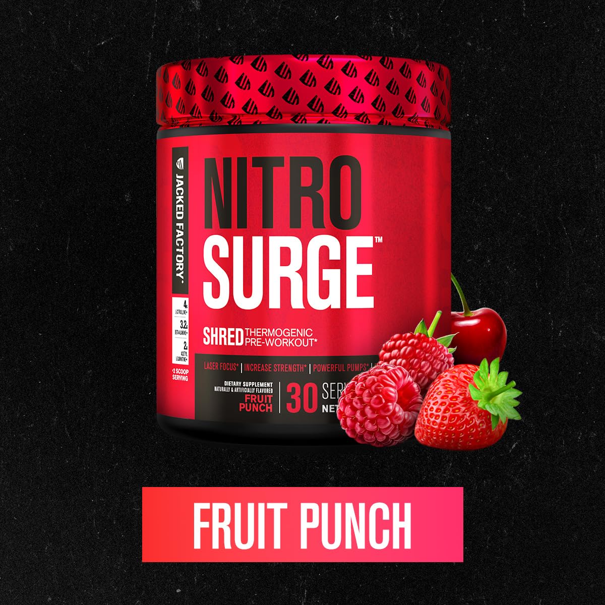 Shaker bottle with mixed Fruit Punch Nitrosurge Shred