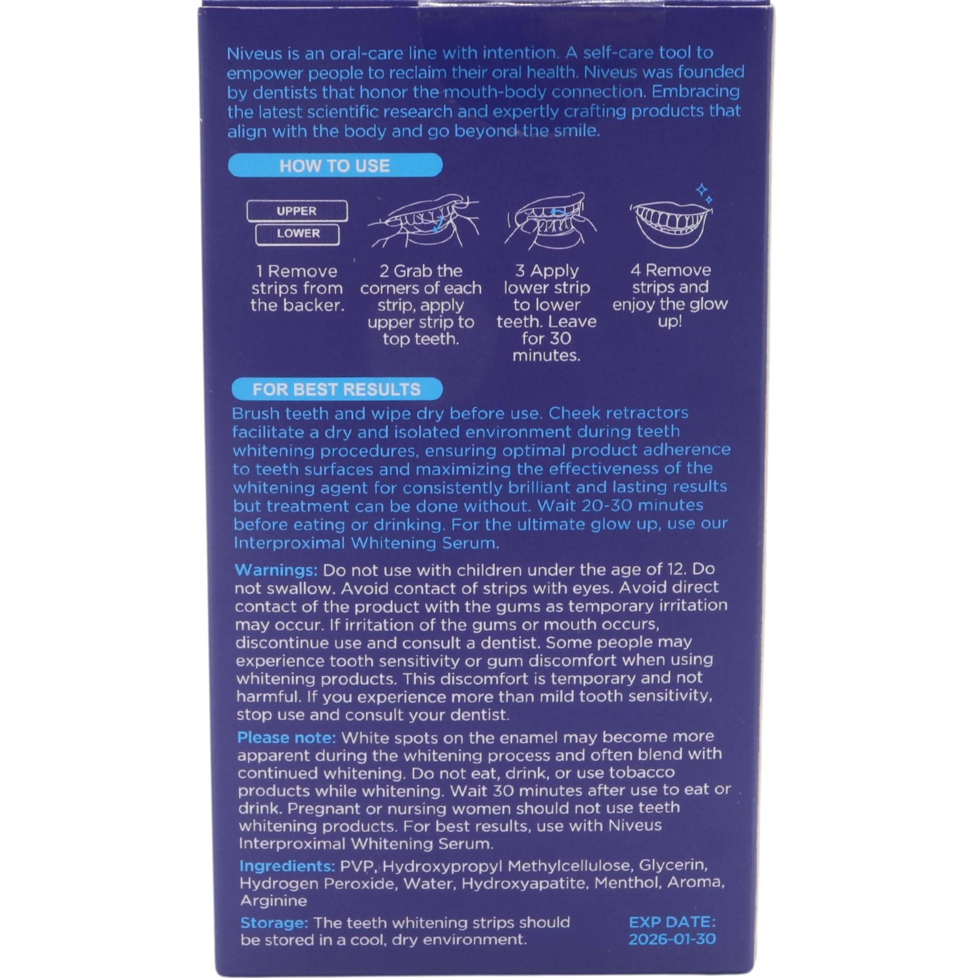 Box of Niveus Whitening Strips showing 7 treatments