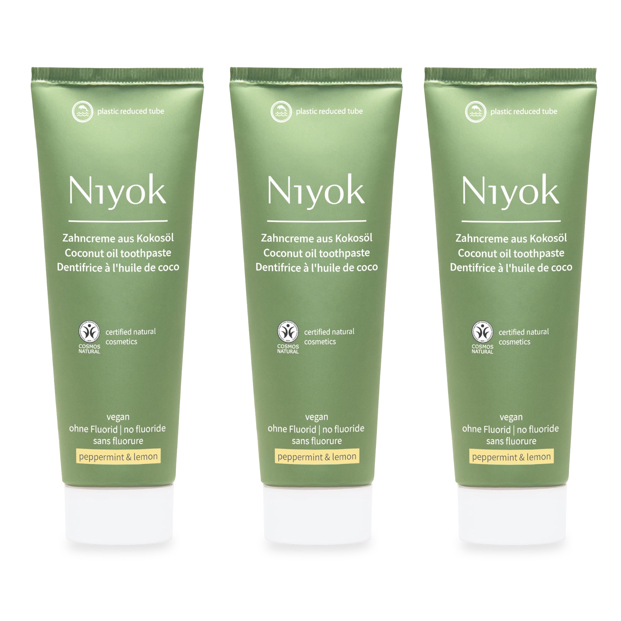 Niyok Fluoride-Free Coconut Oil Toothpaste 75 ml tube in Peppermint Lemon flavor