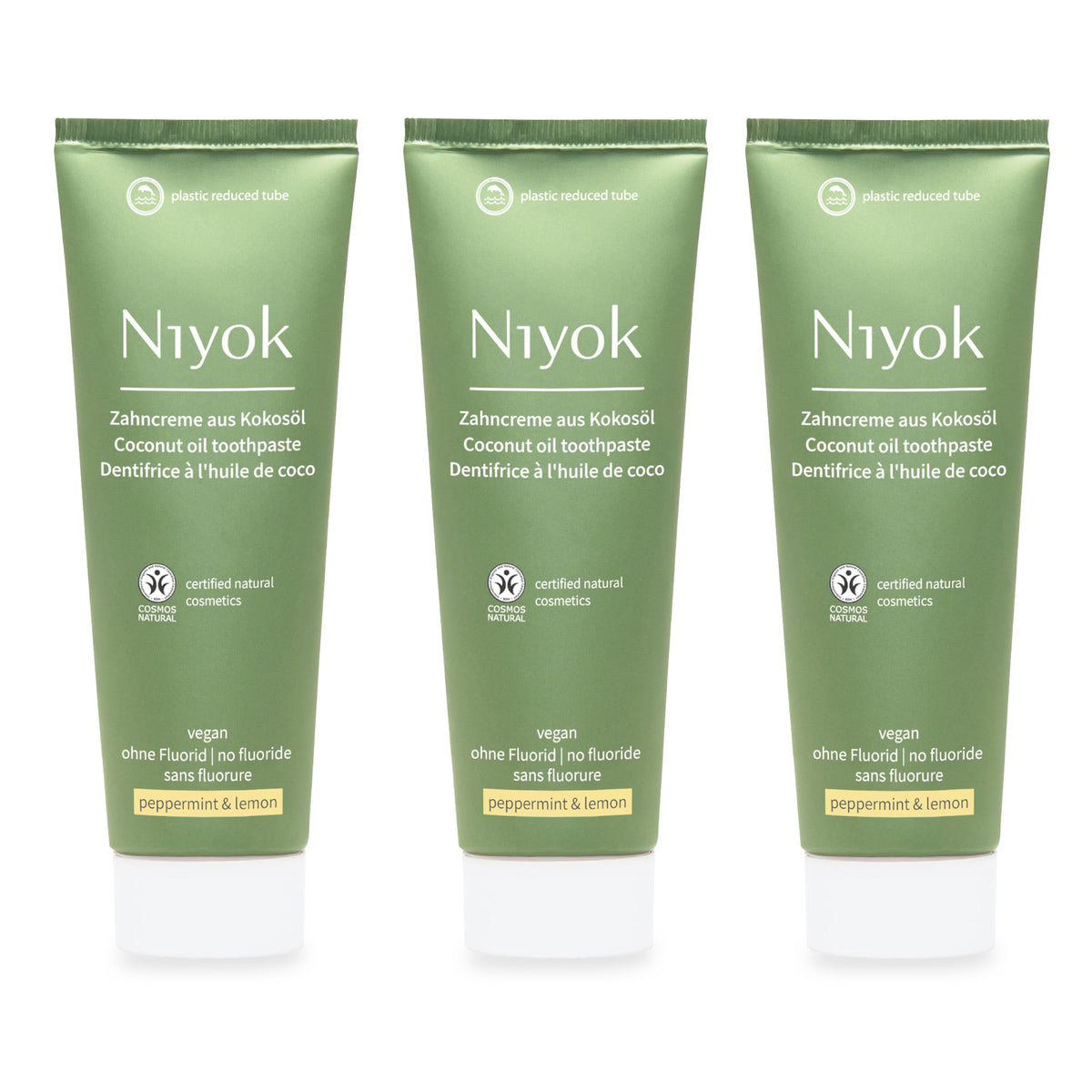 Niyok Fluoride-Free Coconut Oil Toothpaste 75 ml tube in Peppermint Lemon flavor