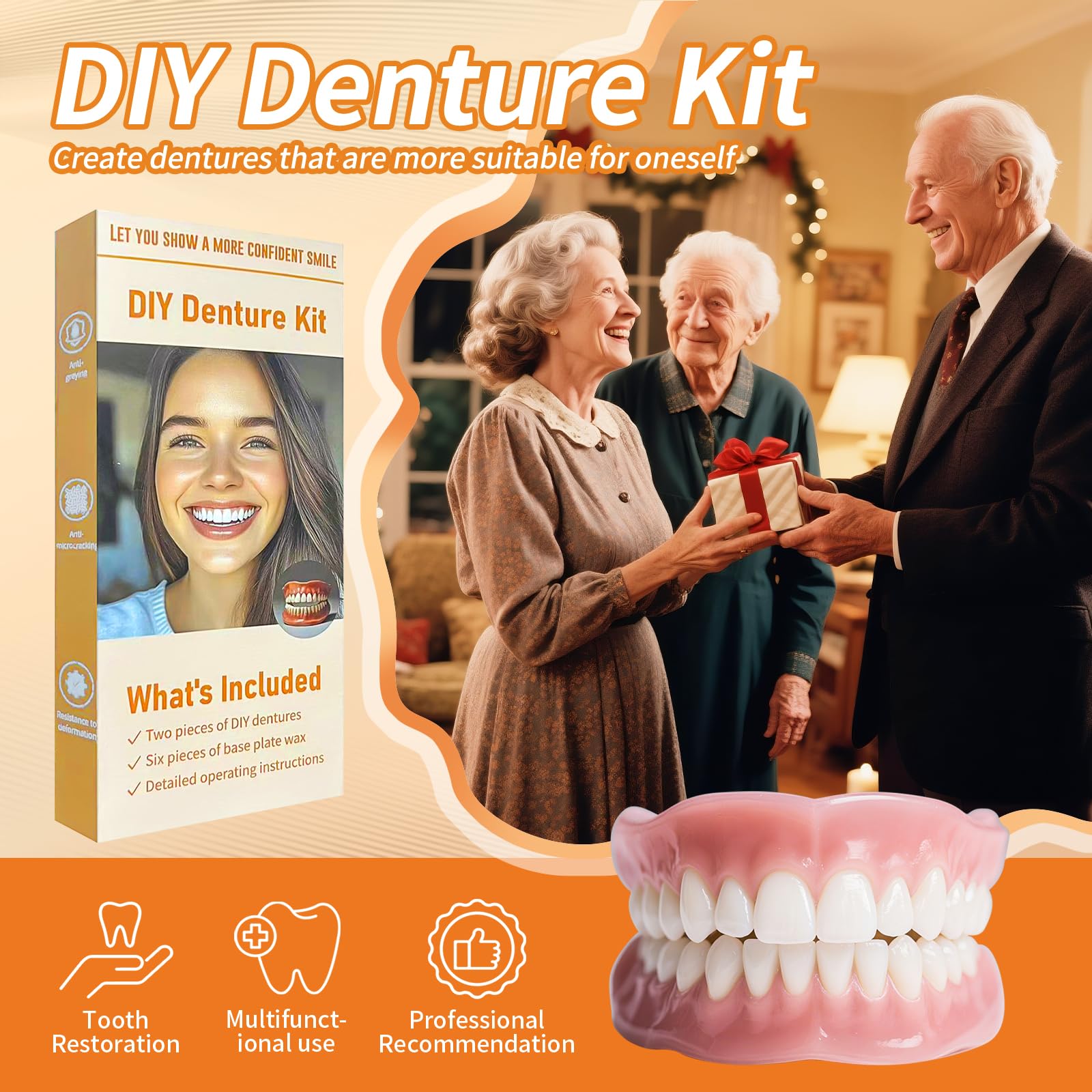 Close-up of resin dentures base for NK02 kit