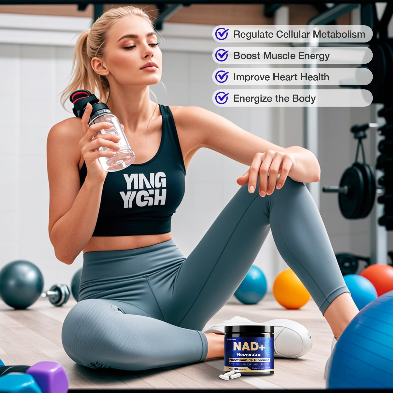 Active lifestyle illustration with NAD support
