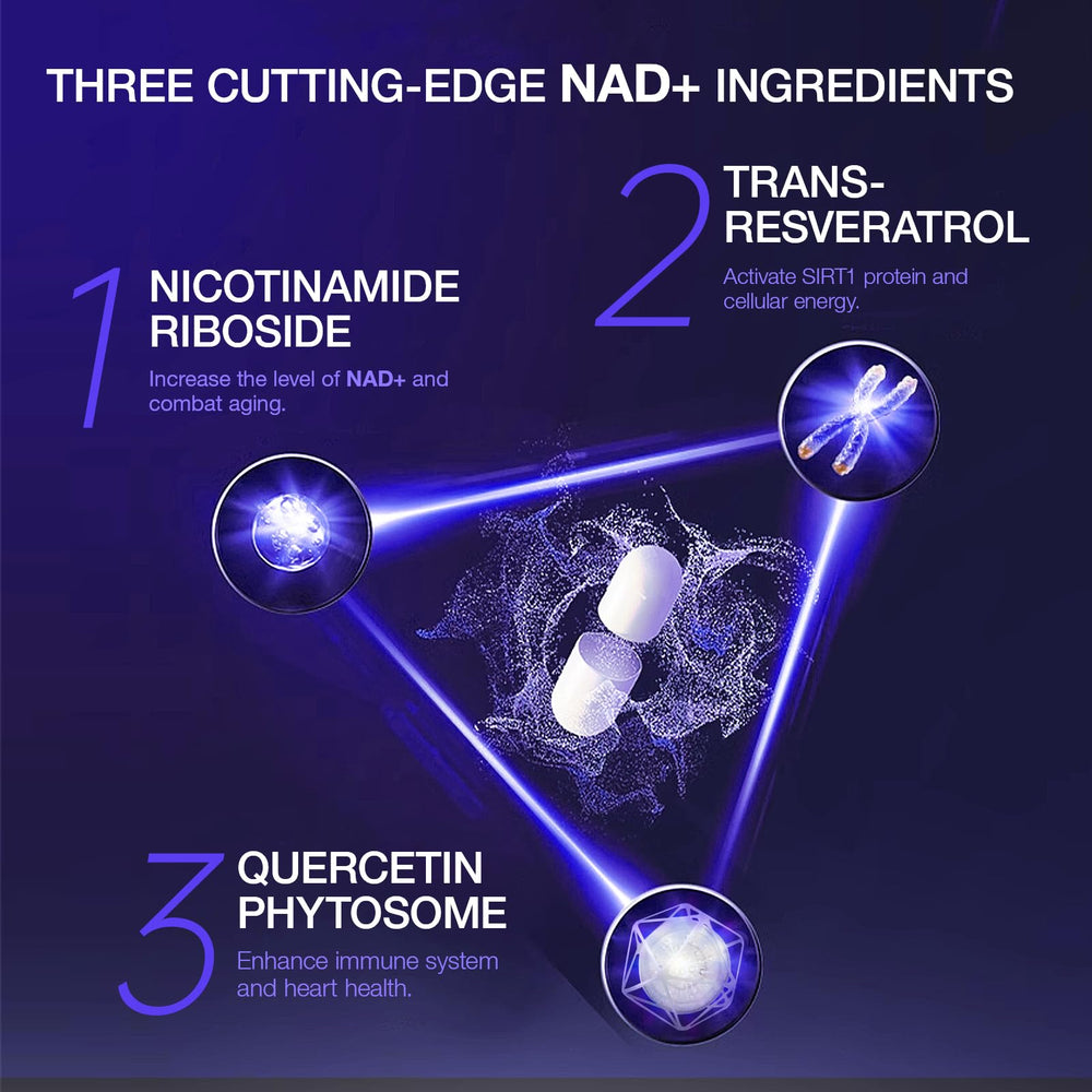 Close-up of the NAD+ supplement bottle with label details