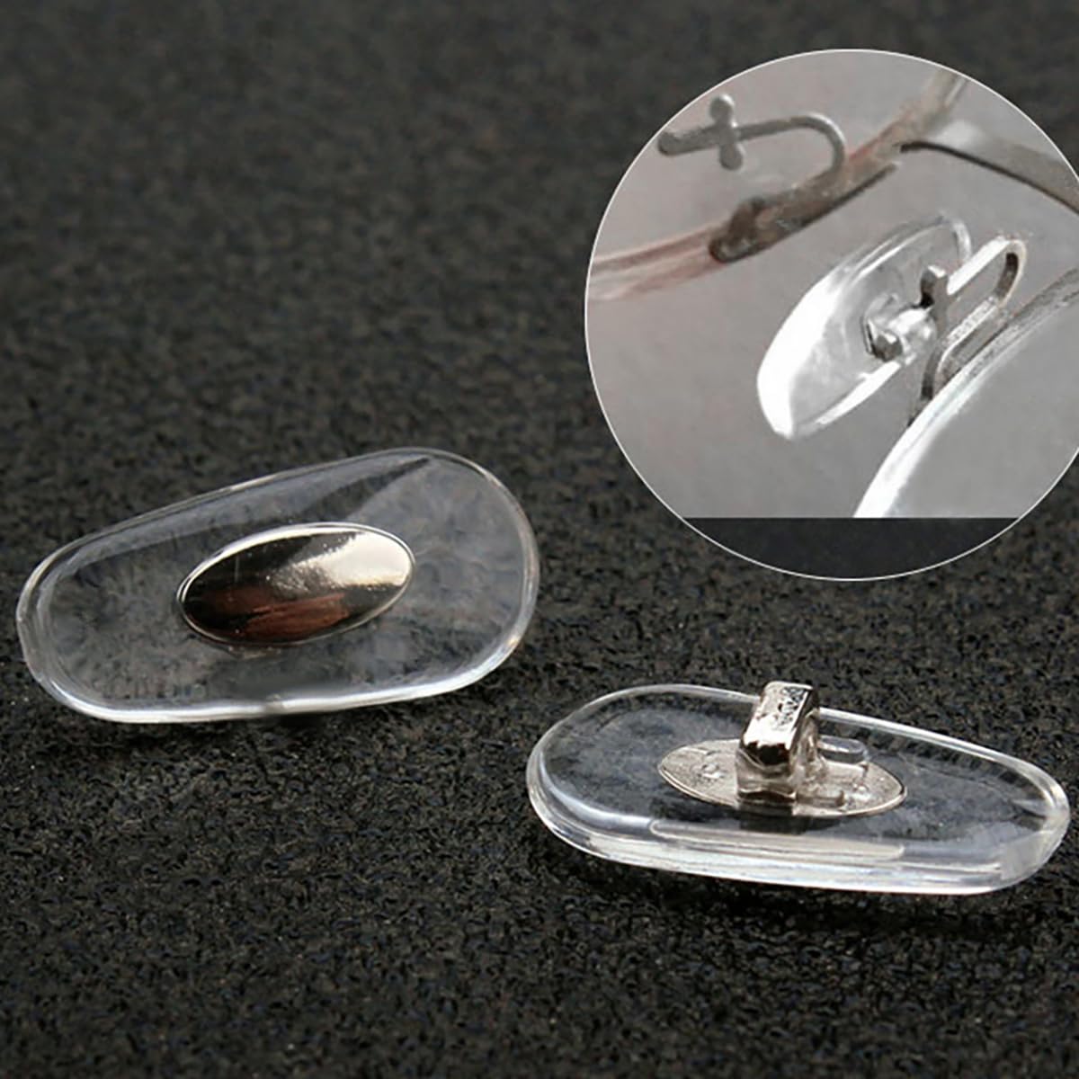 Plug-in/push-in nose pads mounting type for eyewear