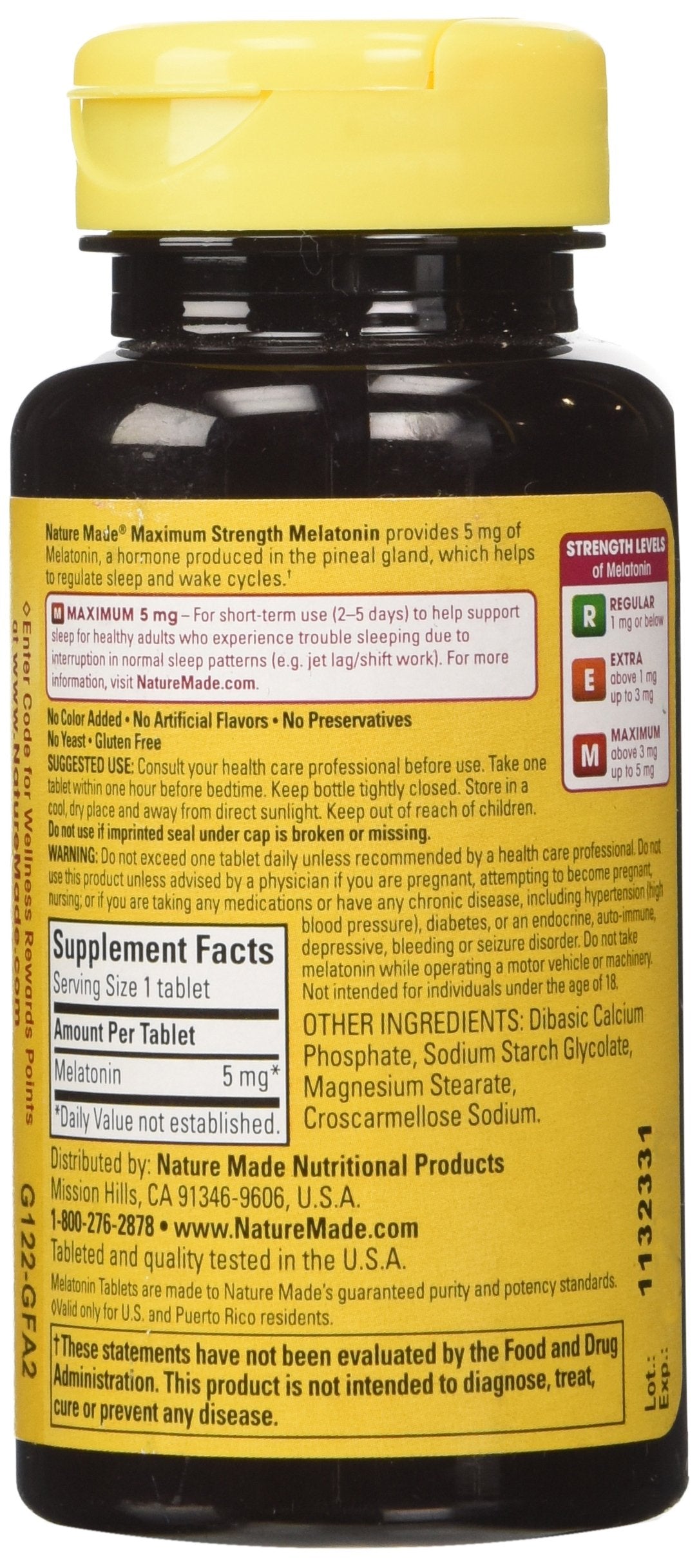 Close-up of Nm Super Melatonin 5mg tablet