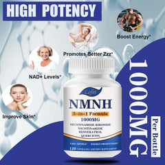 Close-up of NMNH, NR, Nicotinamide, Quercetin and Trans-Resveratrol ingredients