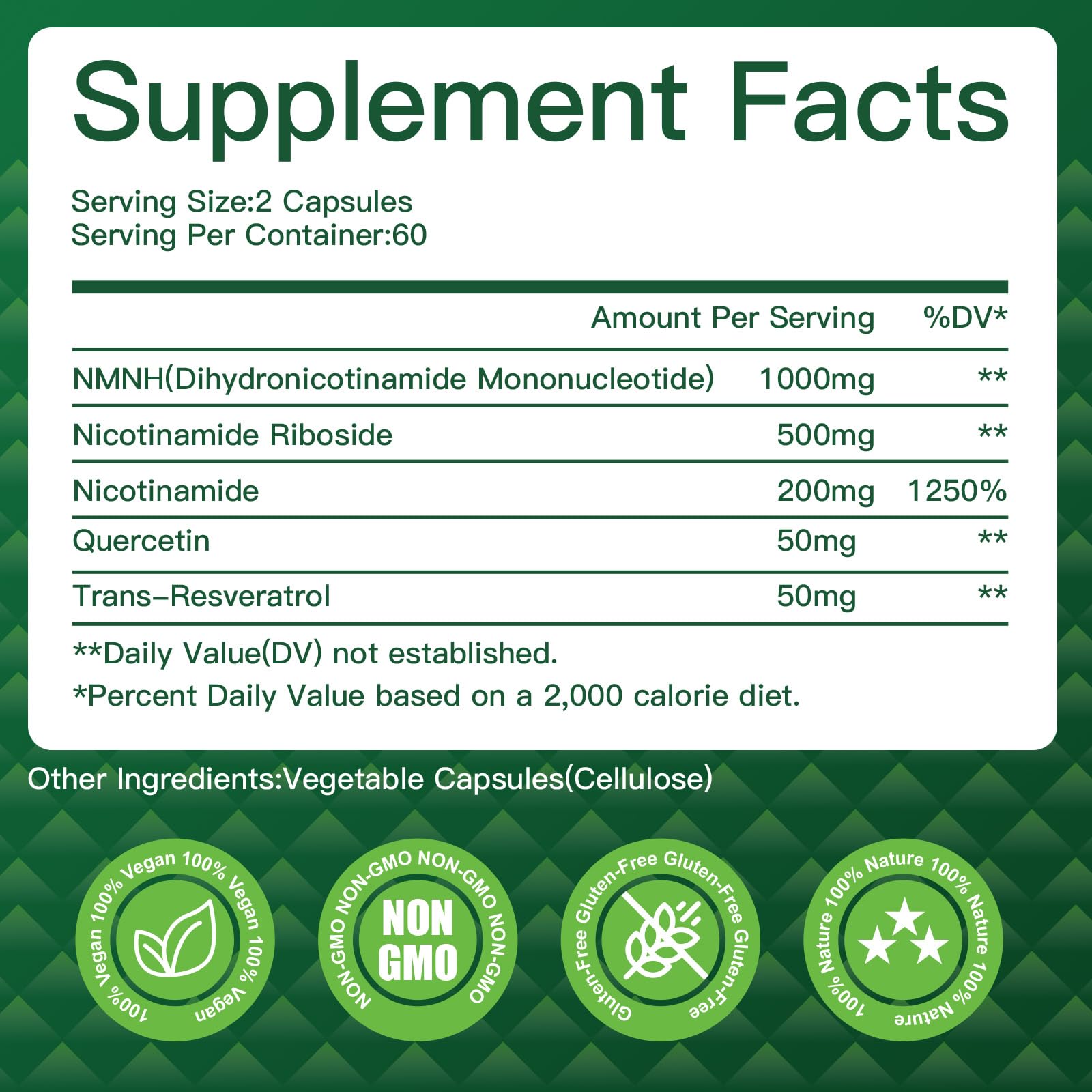 Gluten-free and non-GMO NMNH supplement