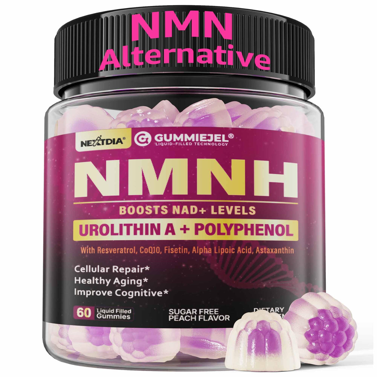 NMNH Gummies 300MG bottle label featuring Urolithin A
