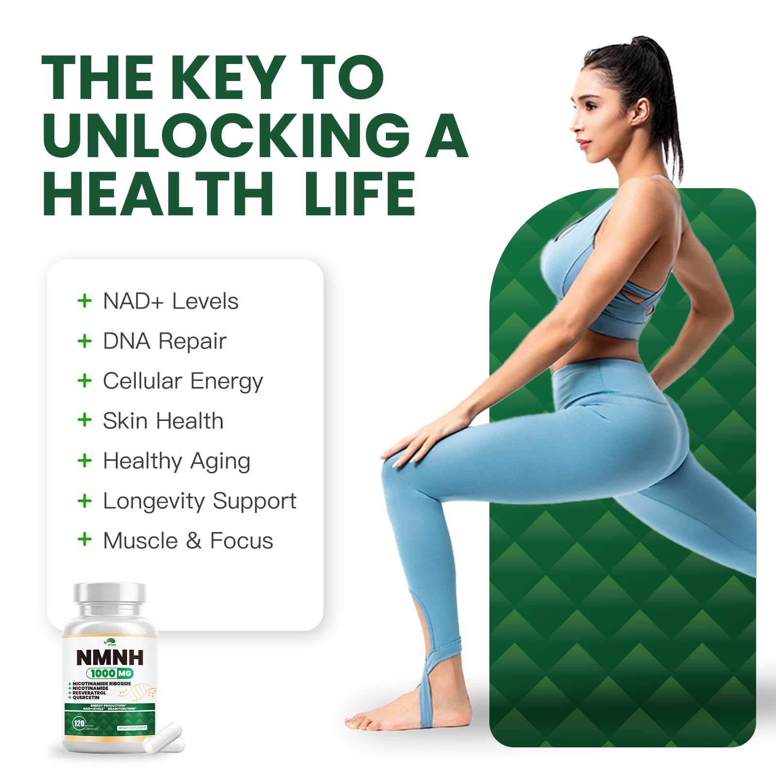 NMNH ingredients include NMNH, NR, quercetin, and resveratrol