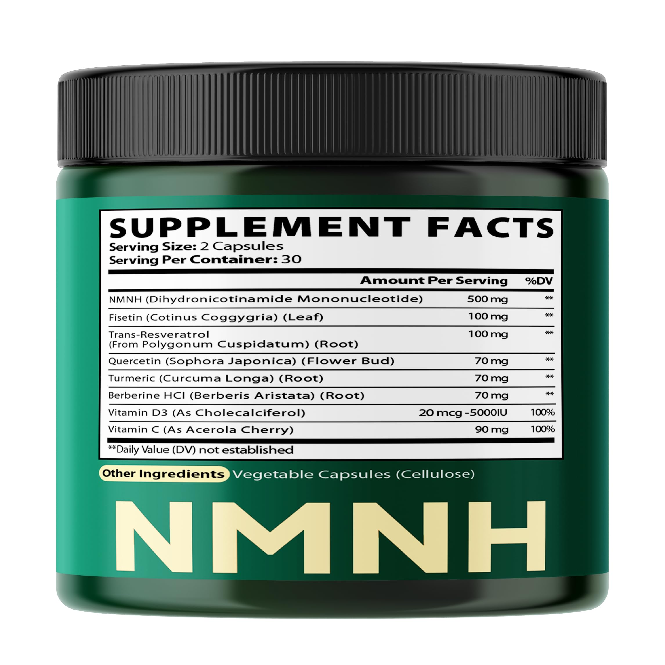 Close-up of NMNH NMN supplement label