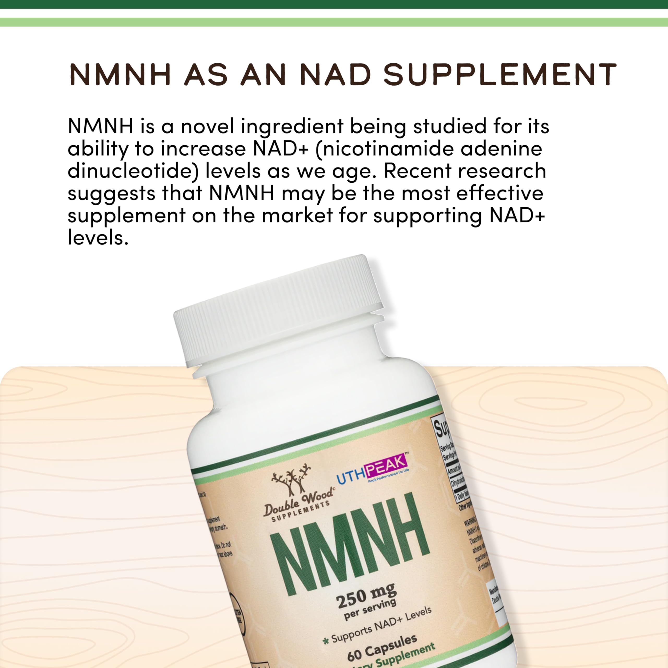 Double Wood NMNH packaging with logo on white background