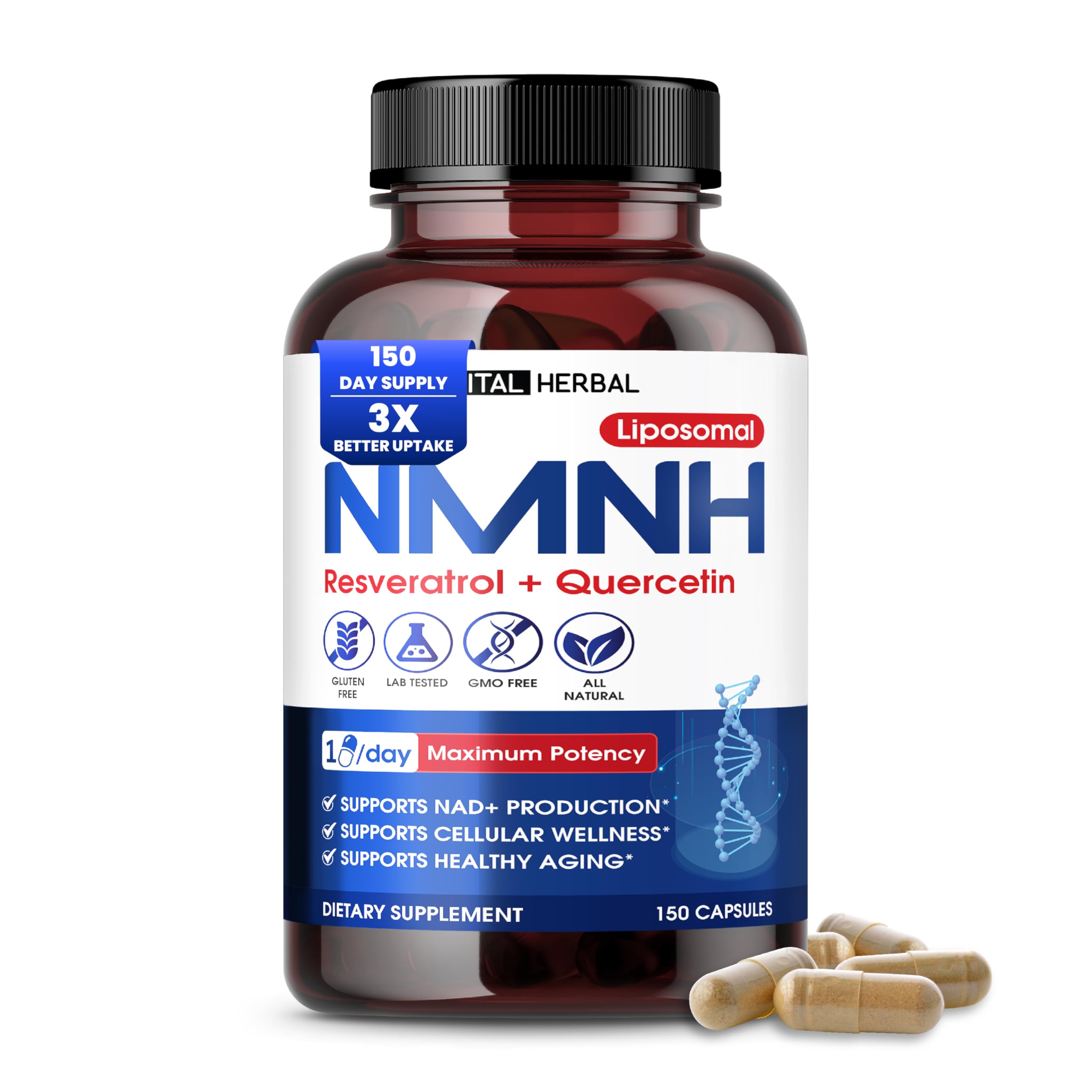 NMNH with Resveratrol supplement bottle front view