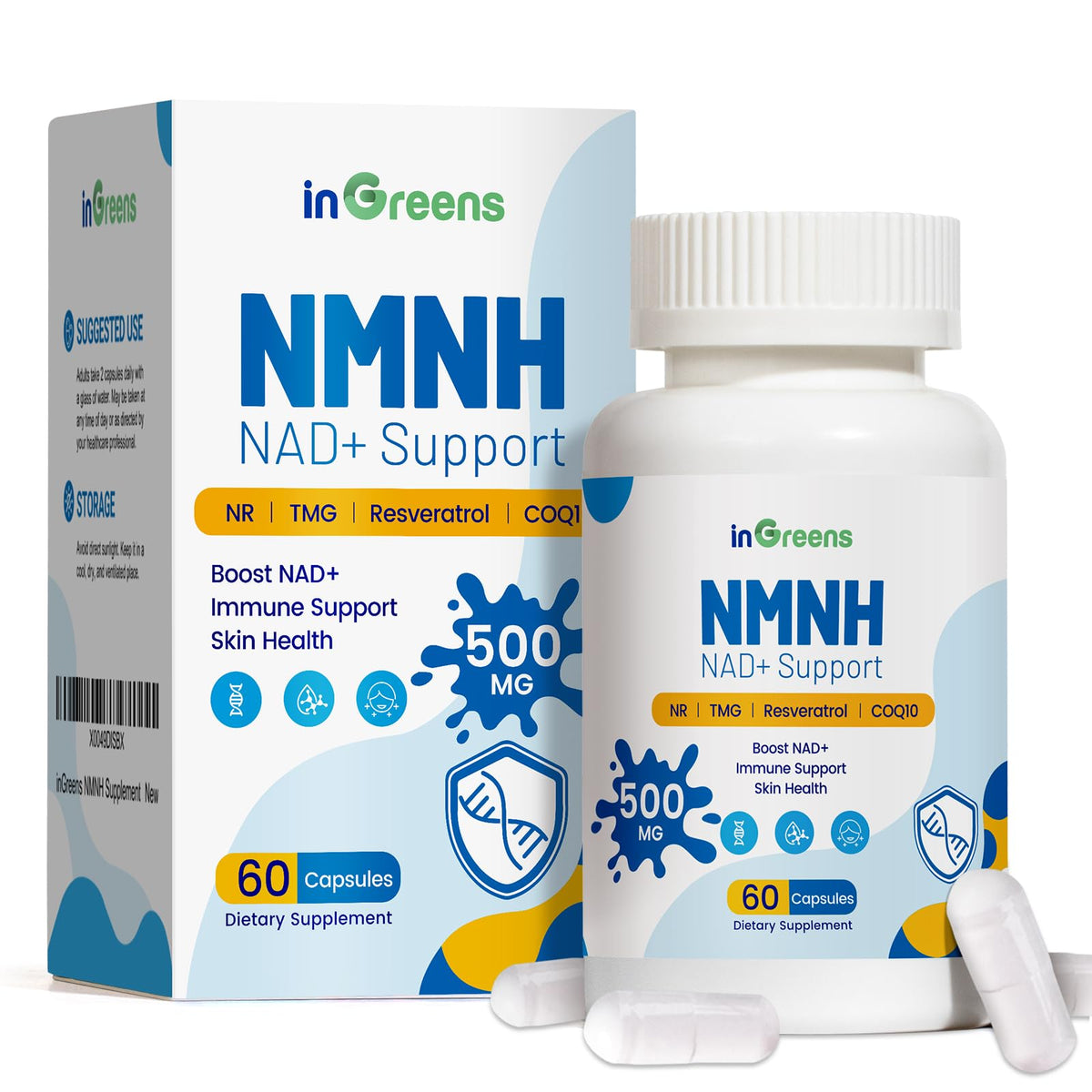 NMNH supplement bottle label on white background