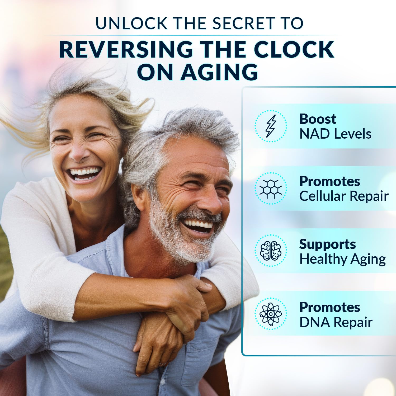 Ingredients image featuring NMNH, Resveratrol, Quercetin and BioPerine