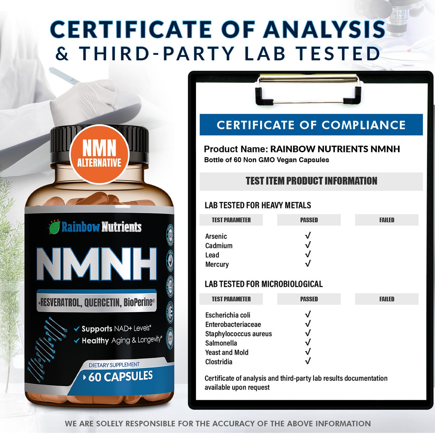 Capsules of Resveratrol and Quercetin alongside NMNH