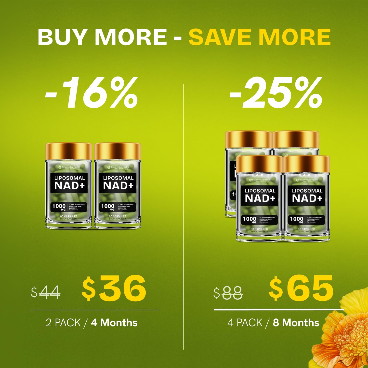 Vegan-friendly and gluten-free NMNH supplement claim.