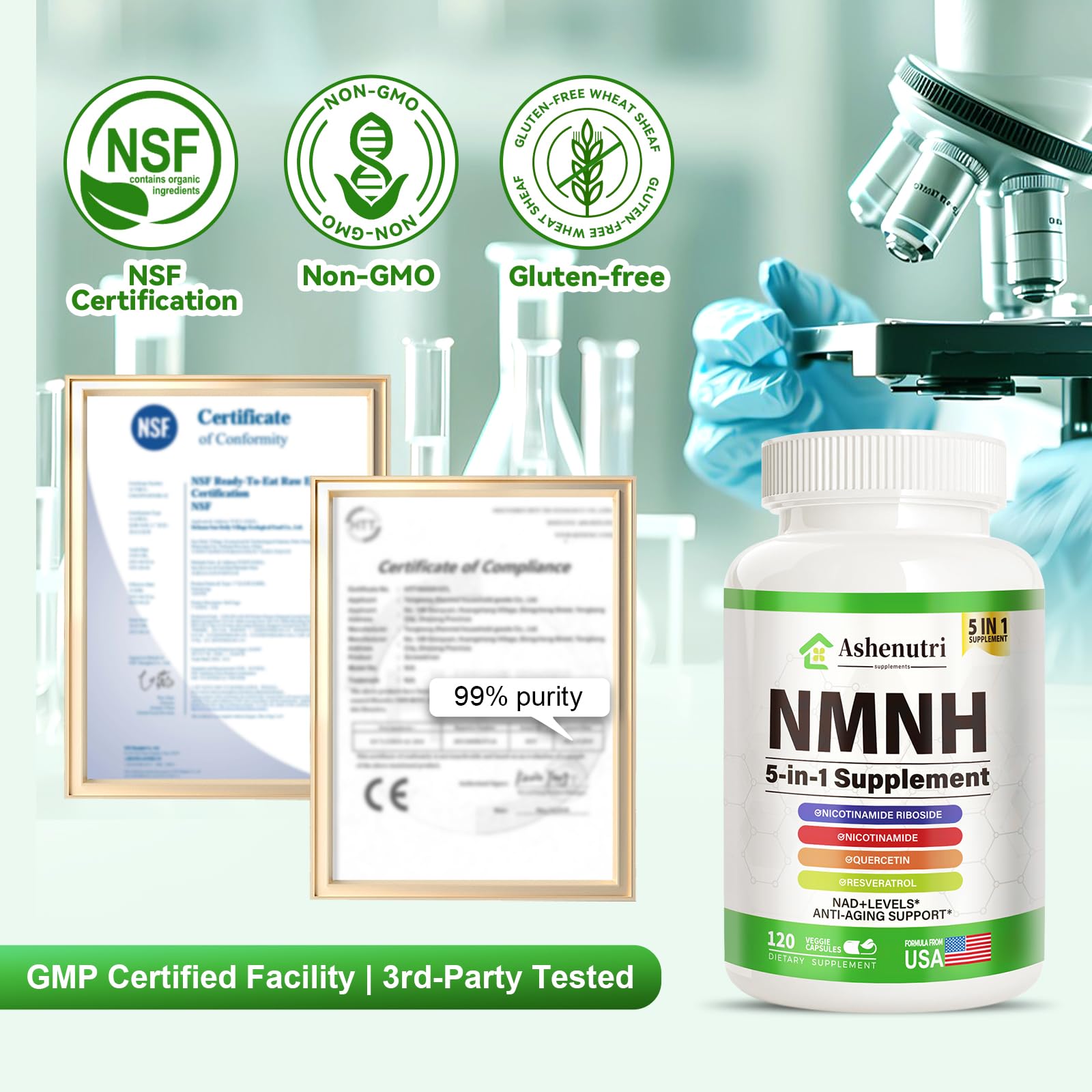 GMP-certified facility icons