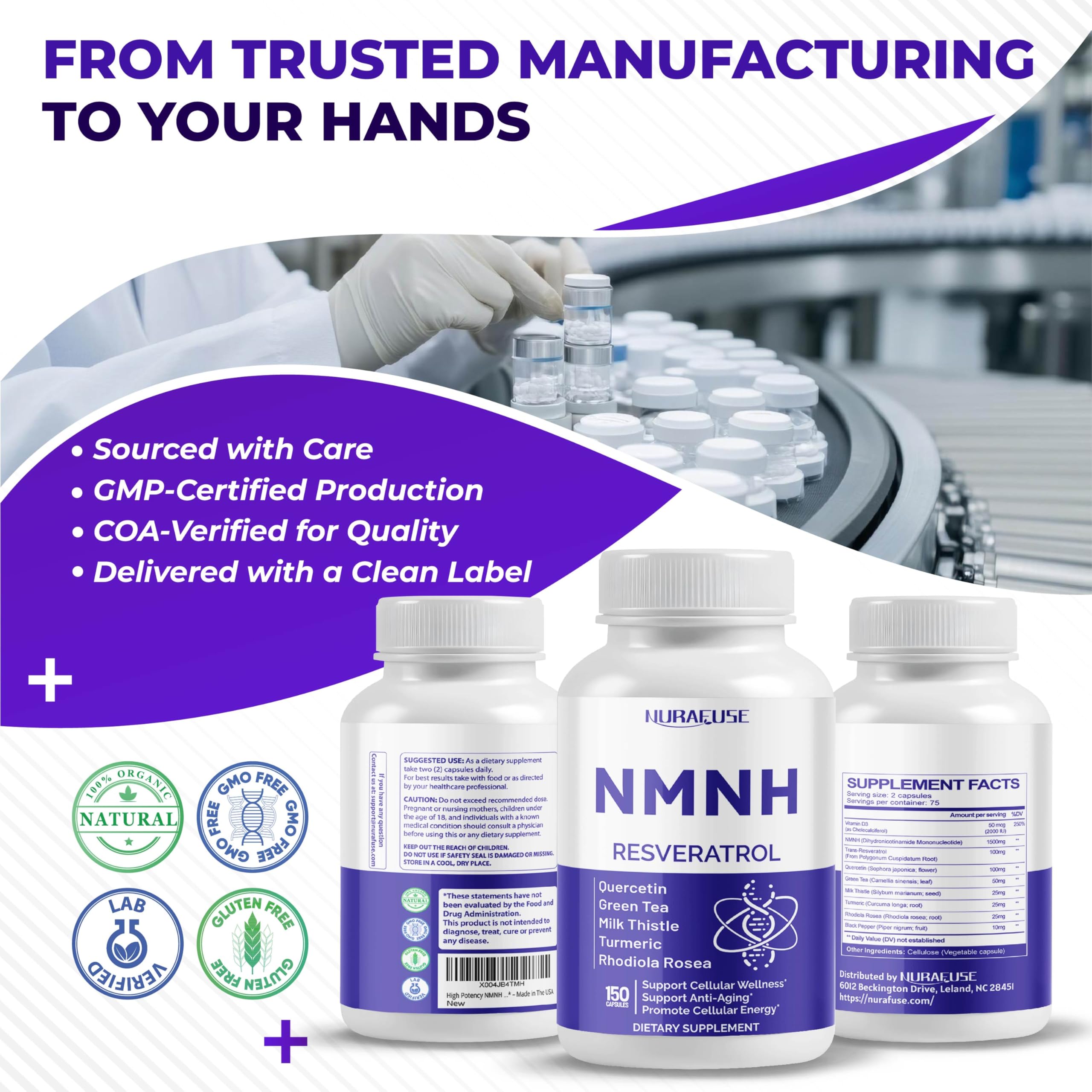 Lifestyle image of NMNH bottle in modern kitchen