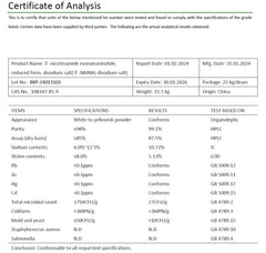 NMNH formula highlighting NMNH, Quercetin, and Piperine