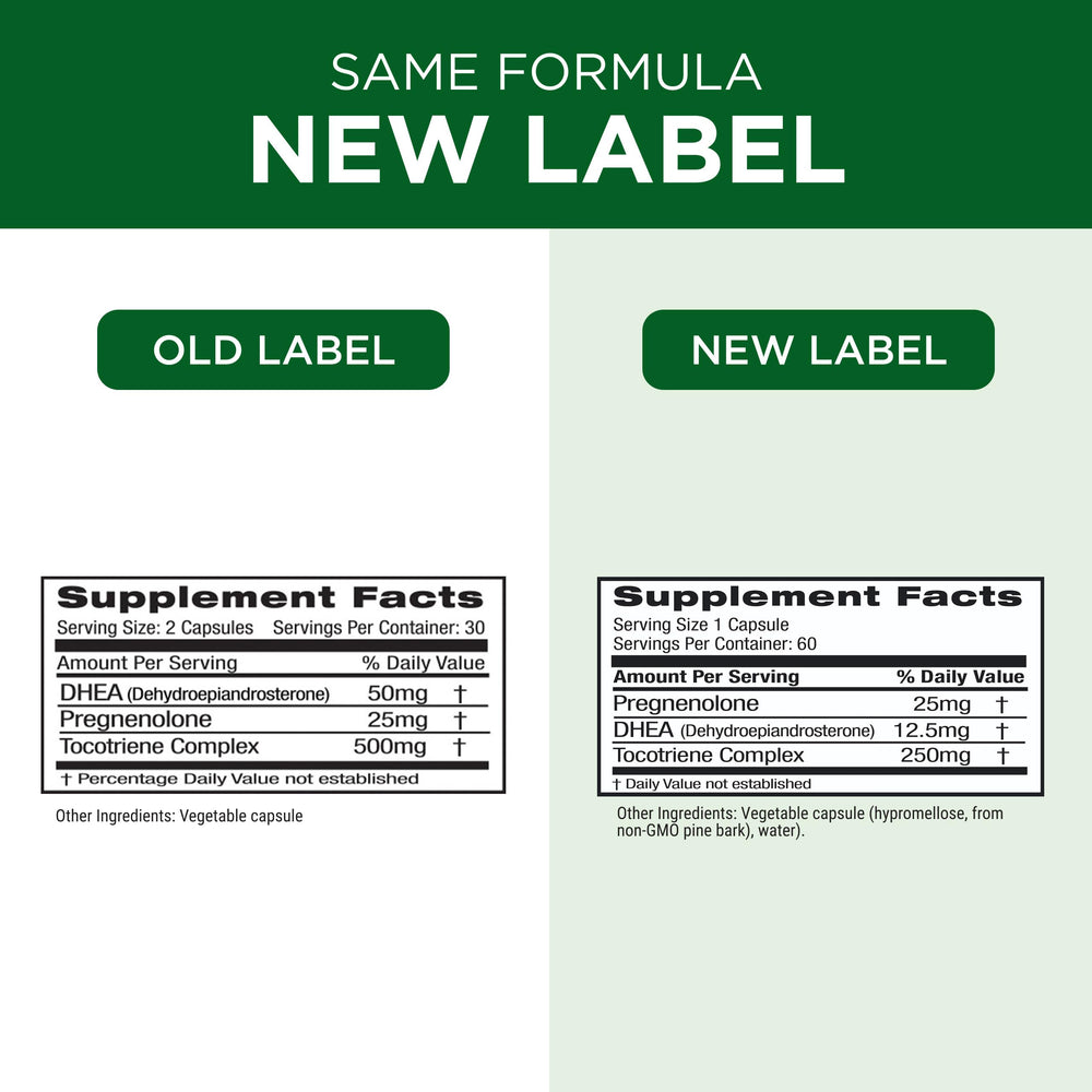 Additive-free DHEA supplement label