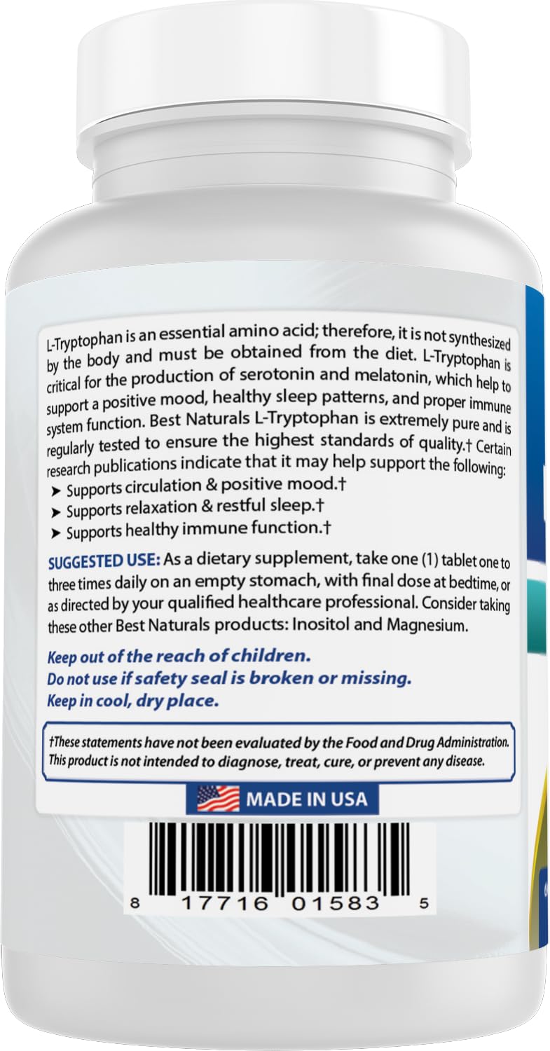 No artificial colors flavors or sweeteners for L-Tryptophan supplement