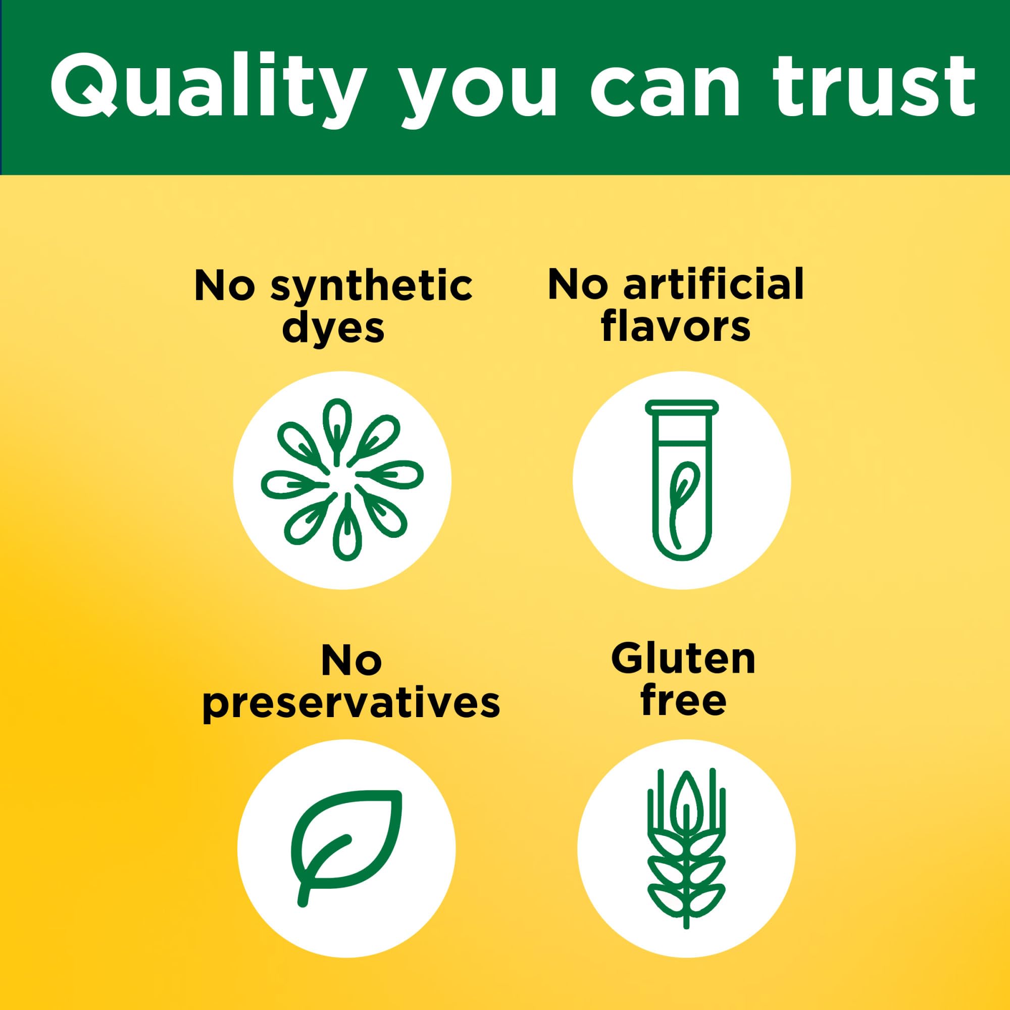 No artificial flavors, colors, or preservatives label on bottle