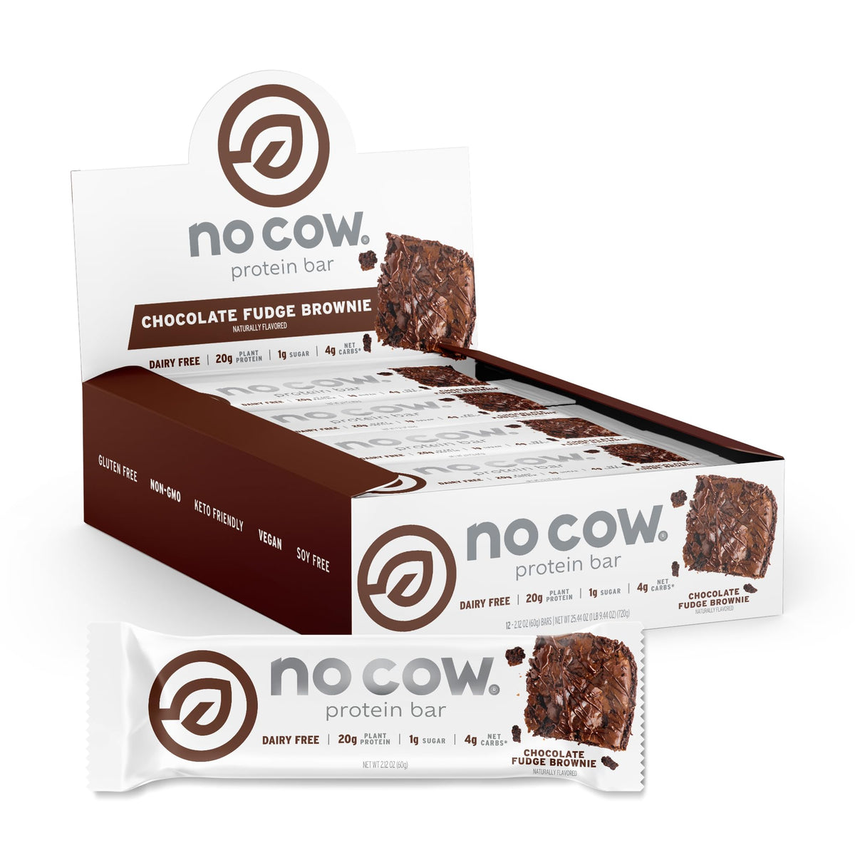 No Cow High Protein Bars Chocolate Fudge Brownie - 12 count hero image