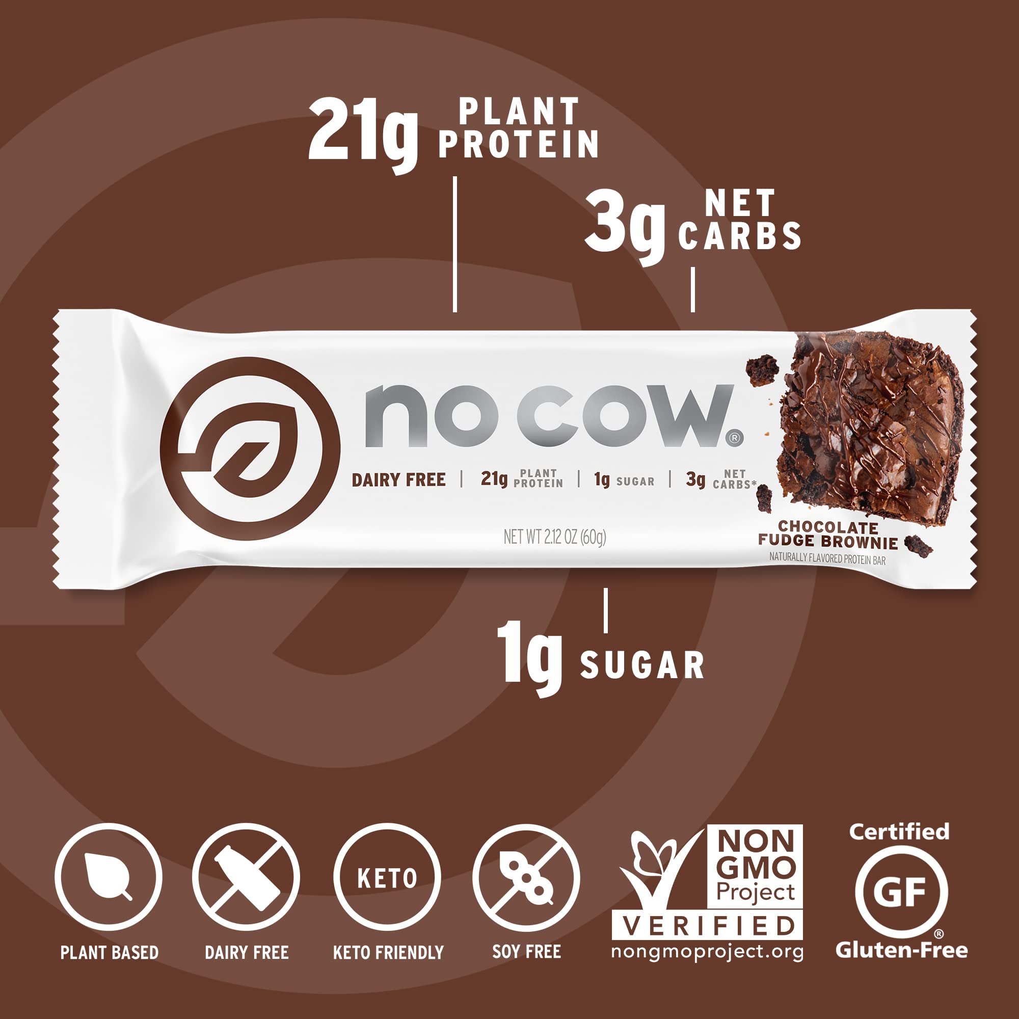 No Cow Bars Chocolate Fudge Brownie pack shot