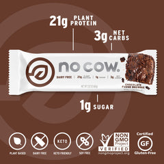 No Cow Bars Chocolate Fudge Brownie pack shot
