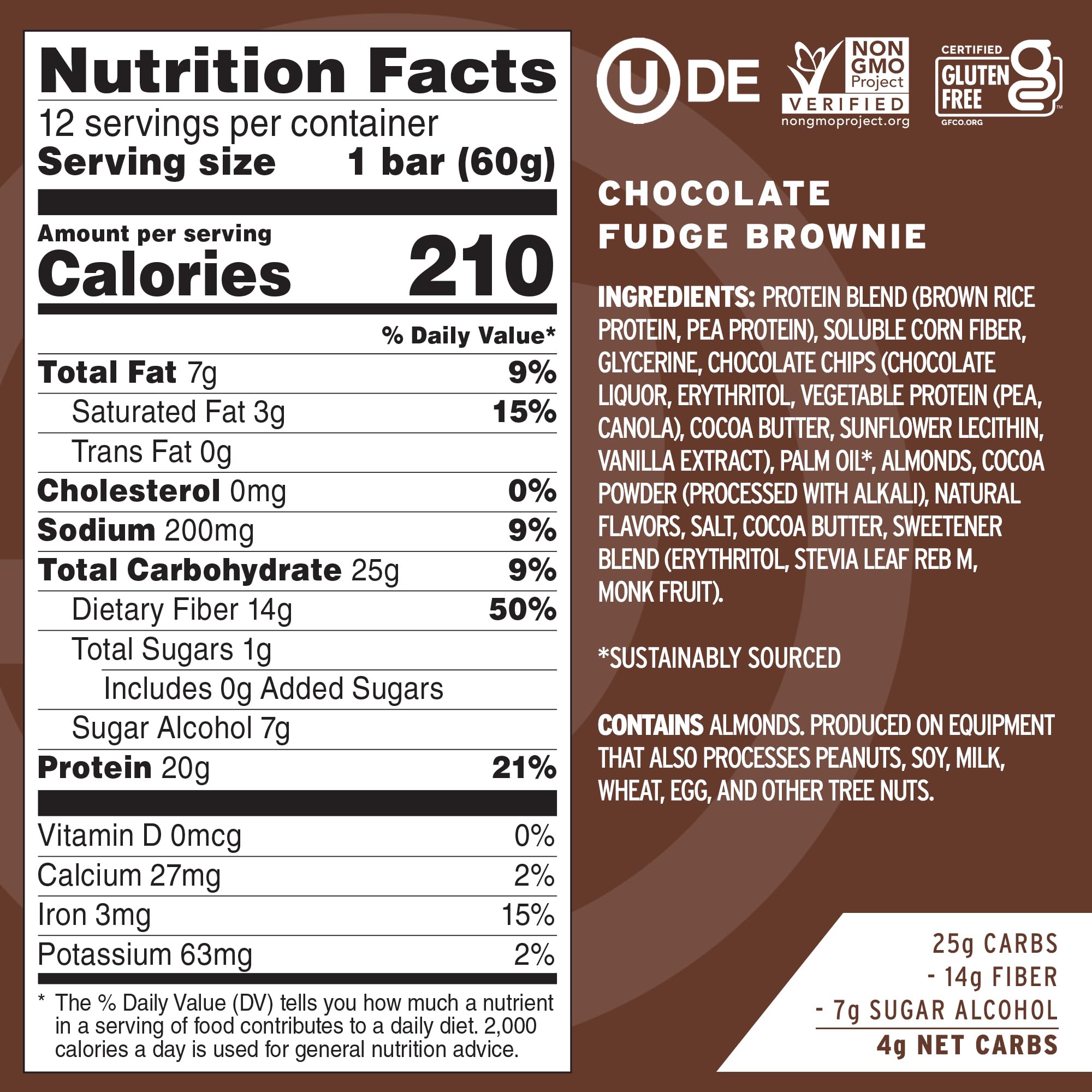 Label highlighting dairy-free and gluten-free ingredients