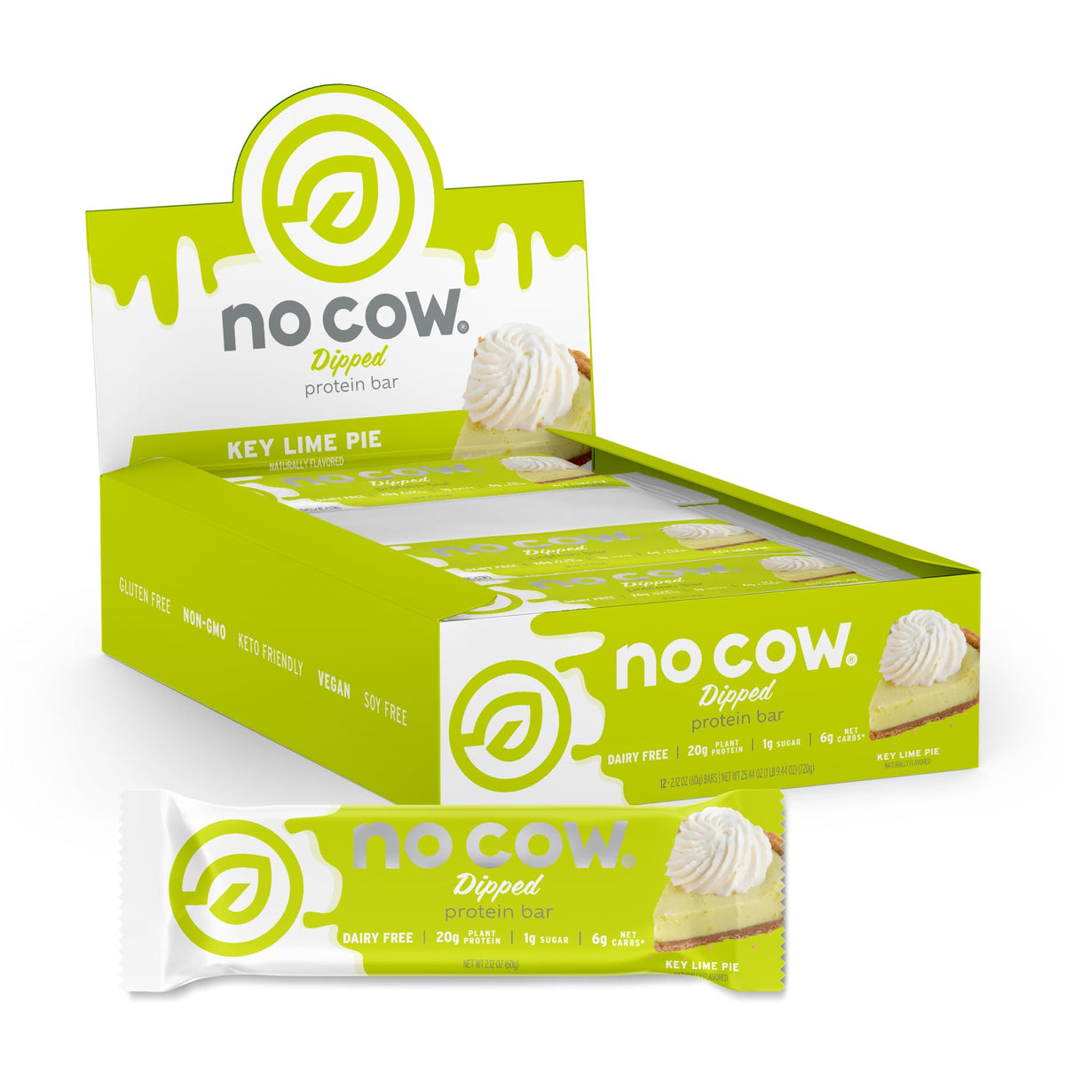 No Cow Dipped Key Lime Pie High Protein Bar – front view