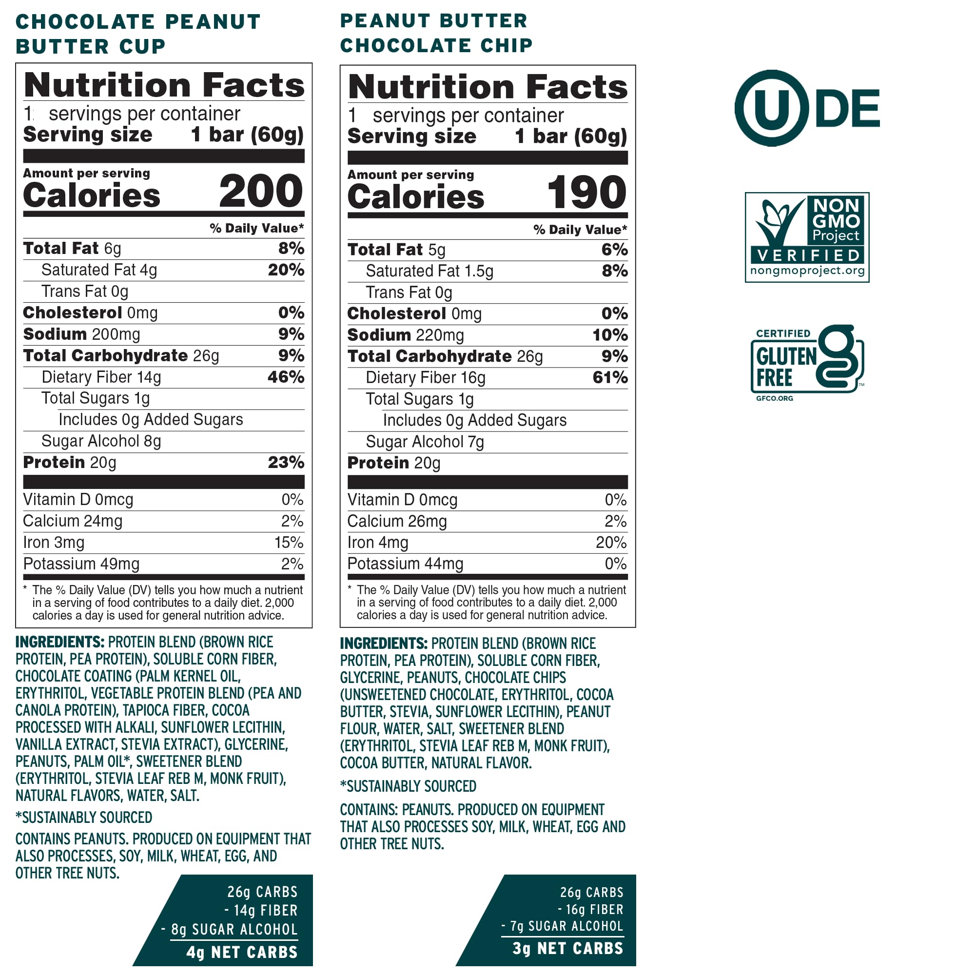 Assorted No Cow vegan protein bars display – gluten-free and dairy-free