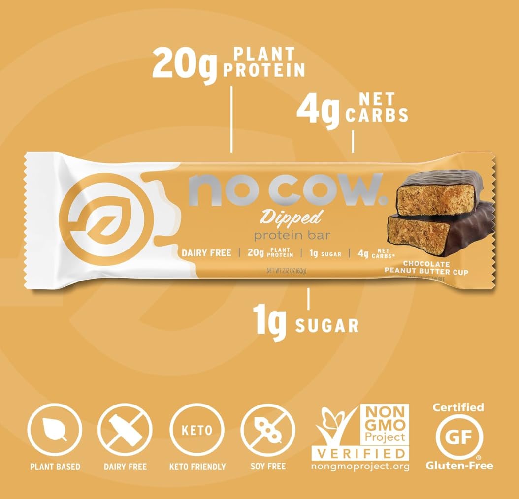 Nutrition information card showing 20g plant-based protein per bar