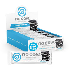 No Cow Vegan Protein Bars Cookies 'n Cream 12-Pack Hero Image