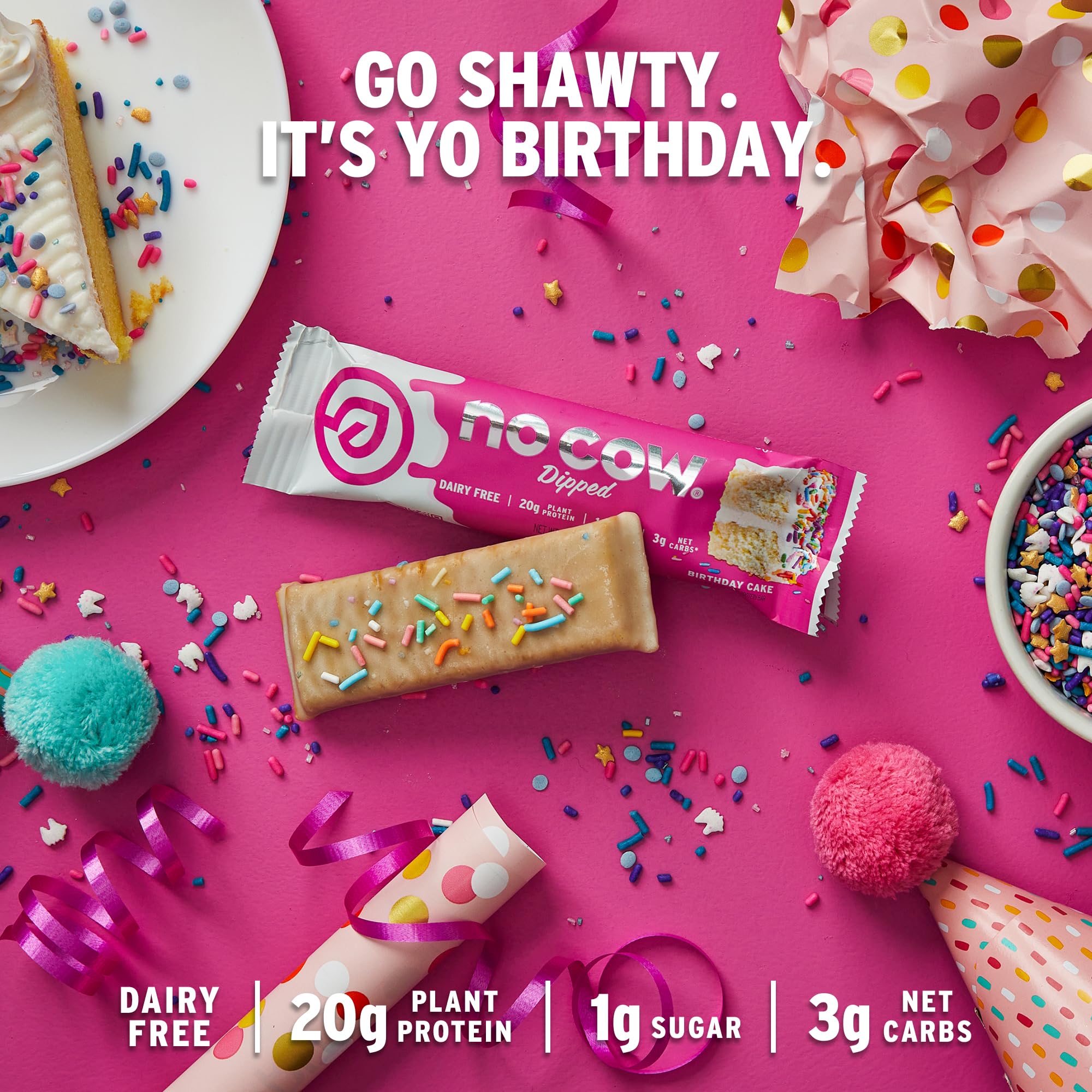 No Cow Birthday Cake vegan protein bar ingredients