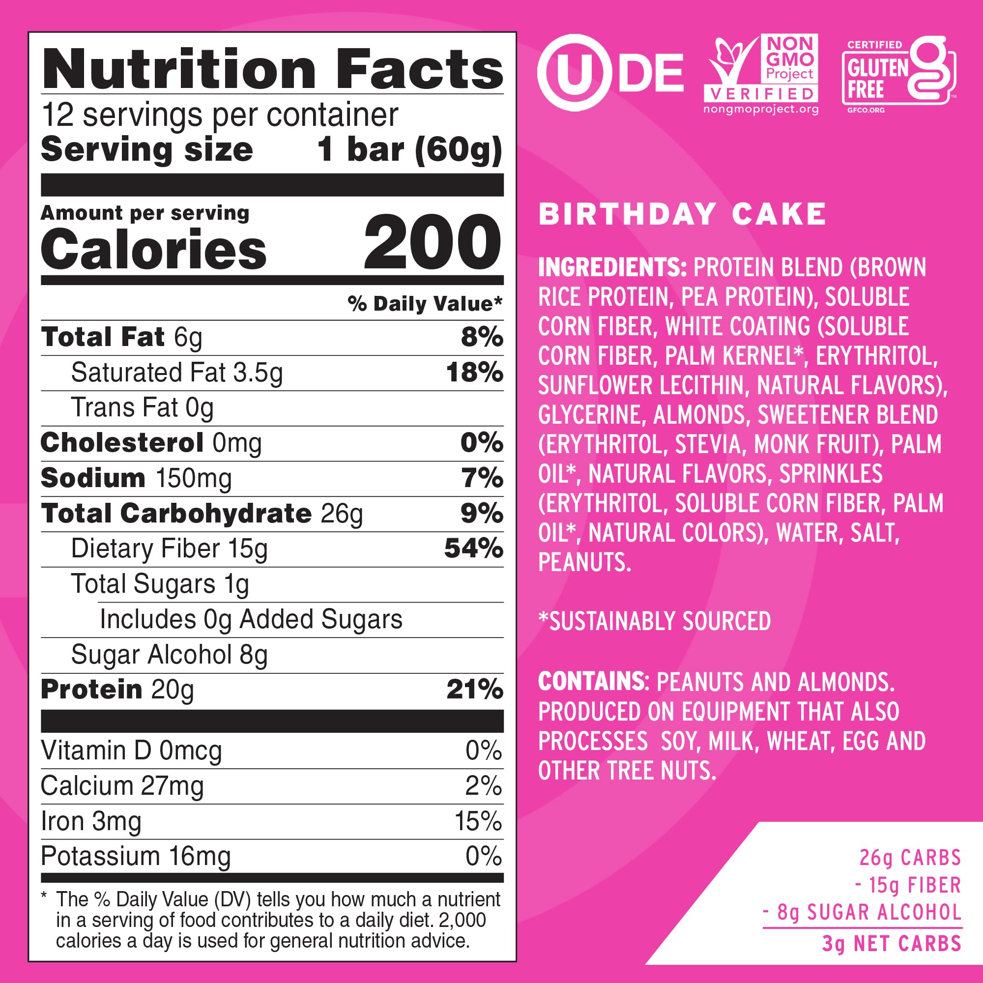 No Cow Birthday Cake vegan protein bars – packaging image