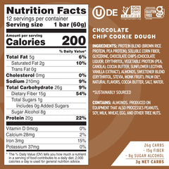 Wrapped No Cow Vegan Protein Bar – Chocolate Chip Cookie Dough flavor
