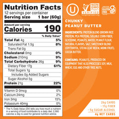 Close-up of No Cow vegan protein bar with chunky peanut pieces