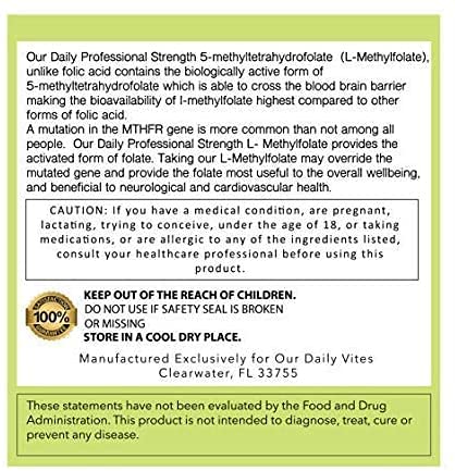 No fillers, pure maximum strength methylfolate