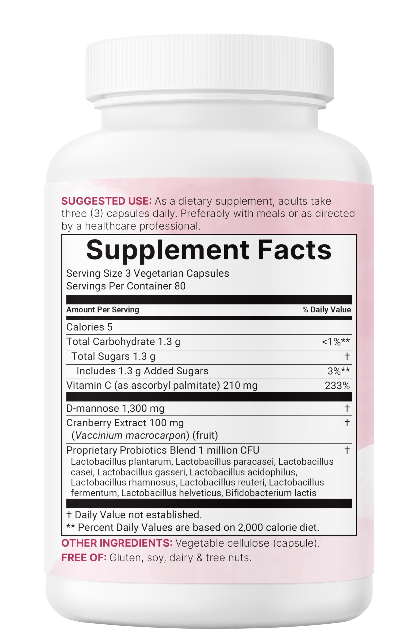 No fillers, soy, dairy, gluten, fish, shellfish, peanuts, or tree nuts