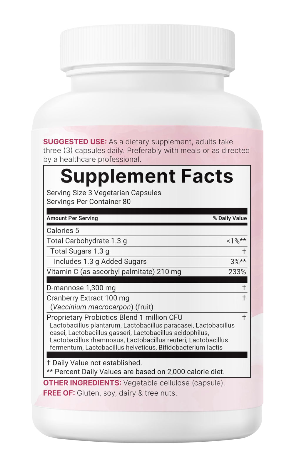 No fillers, soy, dairy, gluten, fish, shellfish, peanuts, or tree nuts