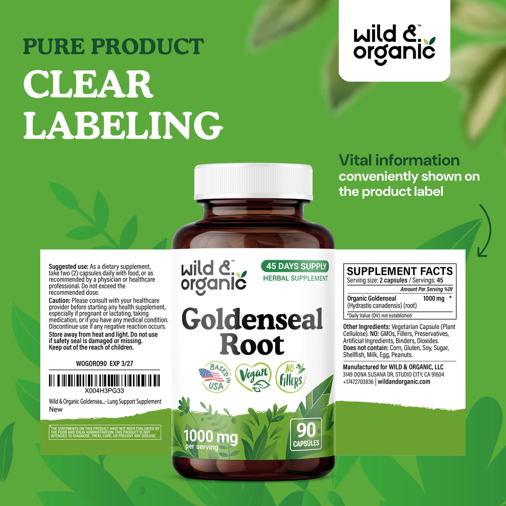 No fillers in Wild & Organic Goldenseal Capsules